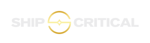 ShipCritical Primary Long Logo- White Gold Wheel